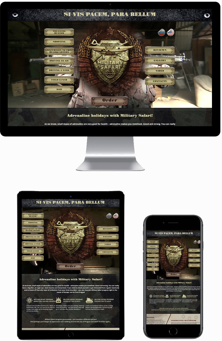 Vytvoření landing page pro Military Safari