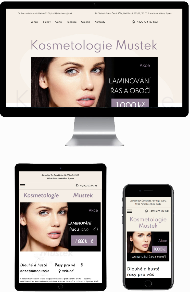 Web prezentace pro Kosmetologie Mustek 