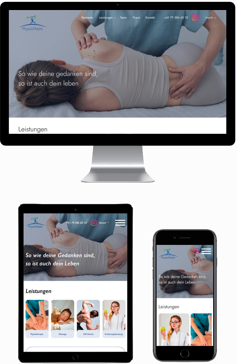 Firemní webové stránky pro fyzioterapeutický salon PHYSIOMADE