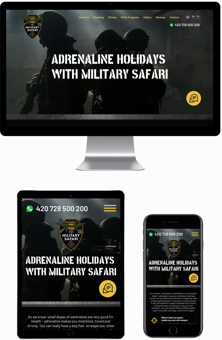 Vývoj a redesign landing page pro Military Safari